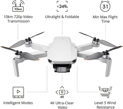 DJI Mini 2 – Ultralight and Foldable Drone Quadcopter, 3-Axis Gimbal with 4K Camera, 12MP Photo, 31 Mins Flight Time