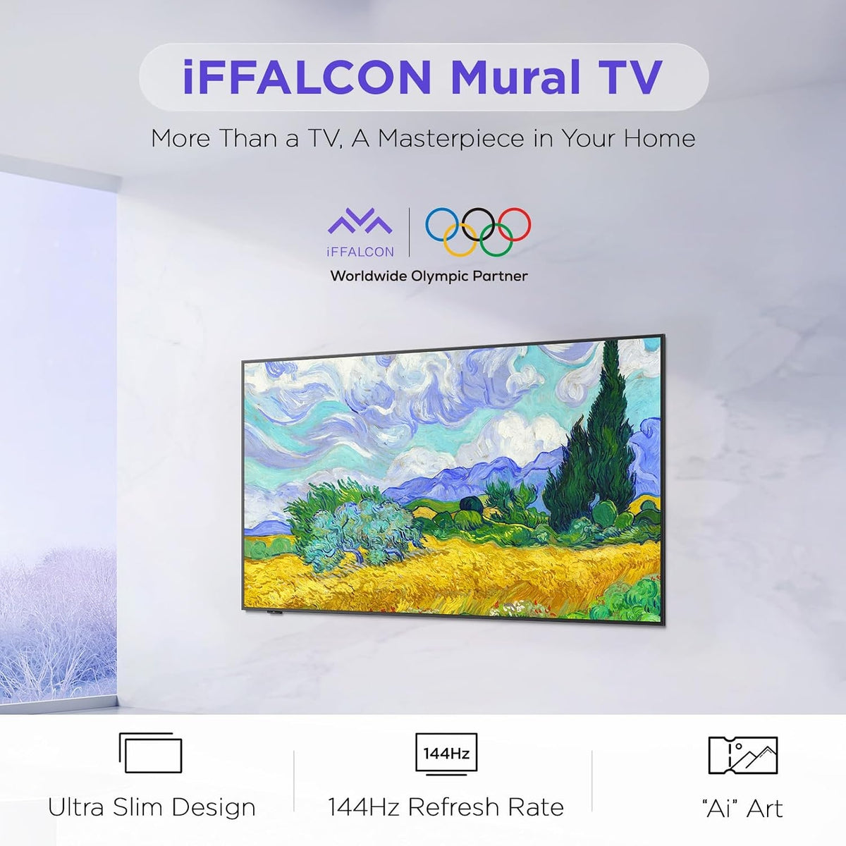 iFFALCON 55-Inch Class QLED 4K 144Hz F75 Smart TV, Ultra-Slim 1.1'' Floating Picture Frame TV 55F75