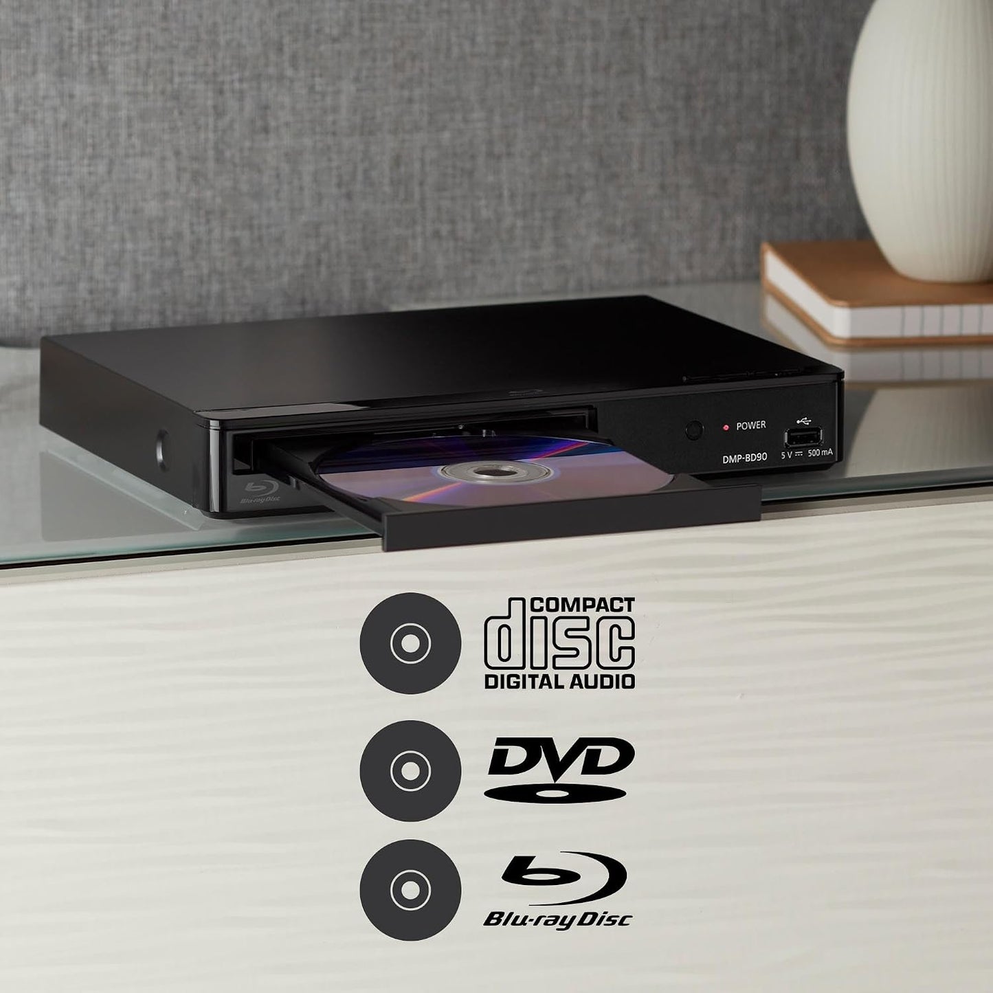 Panasonic Blu Ray DVD Player with Full HD Picture Quality and Hi-Res Dolby Digital Sound, DMP-BD90P-K, Black