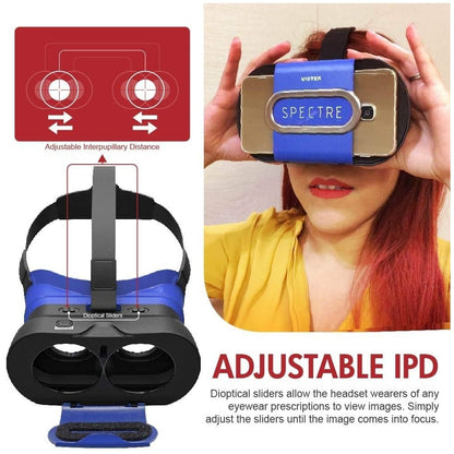 VIOTEK Spectre Folding Virtual Reality VR Headset Phone Accessory - Lightweight Glasses with Collapsible Case SPE-A01