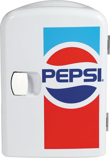 Curtis MIS138PEP Pepsi Retro, Mini Portable Fridge Cooler, 4 Liter 6x 12 oz Cans, White