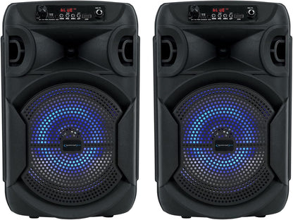 2 Technical Pro BOOMPACK8 8" Wireless Rechargeable Bluetooth Speakers+Microphone