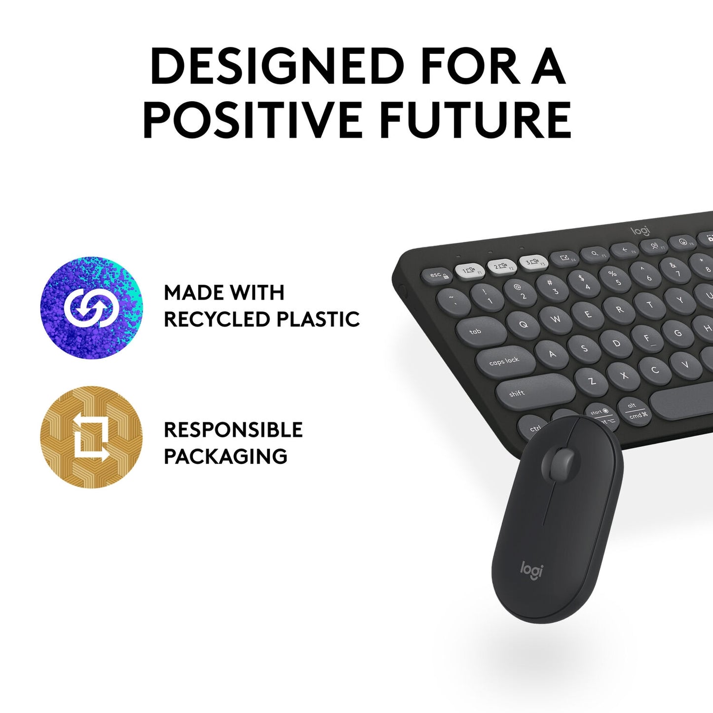 Logitech - Pebble 2 Combo Compact Wireless Scissor Keyboard and Mouse Bundle Graphite 920-012061