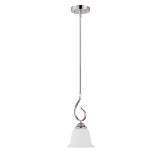 Sunset 1-Light Alistair Mini Pendant 100W Bright Satin Nickel F16060-80