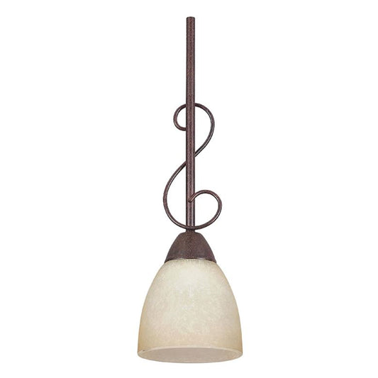 Sunset Lighting 5-1/8" 1-Light Pendant Alpine Glass, Rubbed Bronze Finish F2474-62