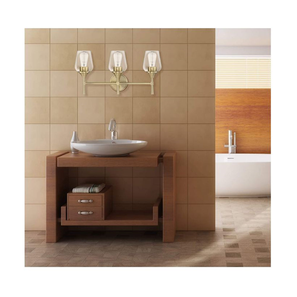 Sunset Lighting 3-Light Stella Vanity Clear Glass Champagne Gold Finish F27013-18