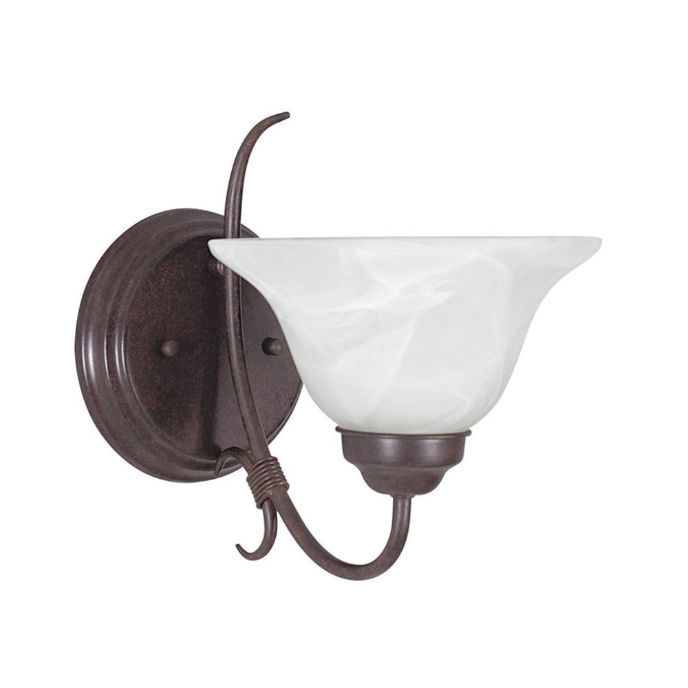 Sunset Lighting 1-Light Wall Sconce 100W w/ Faux Alabaster Glass Rubbed Bronze Finish - F6341-62