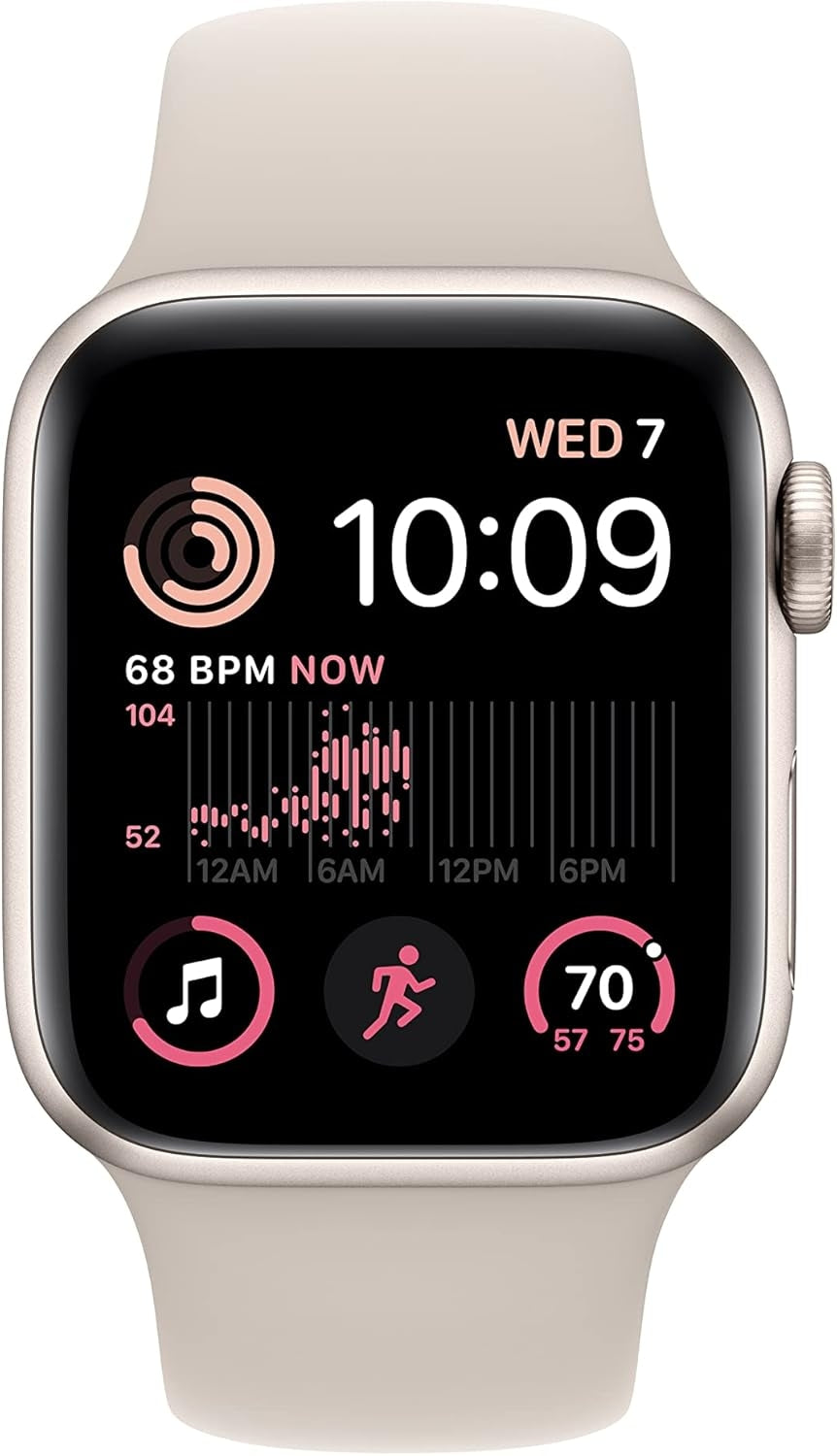 Apple Watch SE 2nd Gen (GPS) 40mm Aluminum Case Sport Band S/M Starlight MNT33LL/A