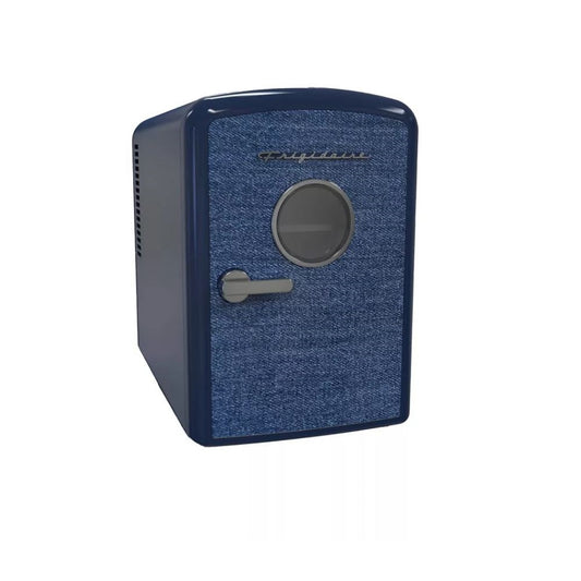Frigidaire 9 Can Denim Retro Beverage Portable Mini Refrigerator EFMIS199INDIGO