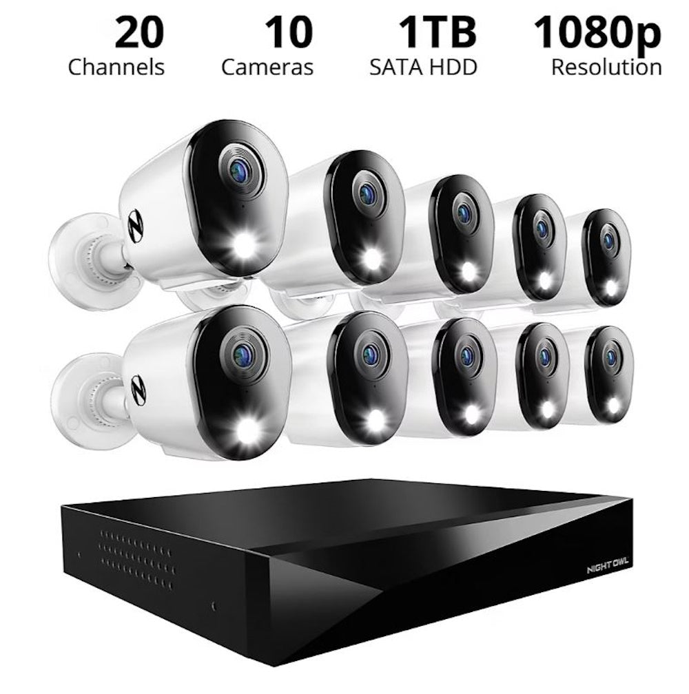 Night Owl 2-Way Audio 20 Channel 10 Camera 1080p DVR Security System with 1TB Hard Drive CL-FT2D1-1610L