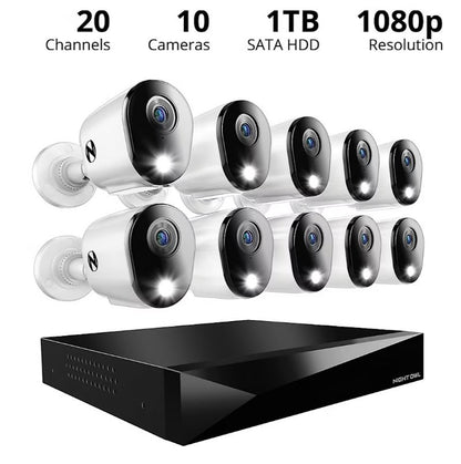 Night Owl 2-Way Audio 20 Channel 10 Camera 1080p DVR Security System with 1TB Hard Drive CL-FT2D1-1610L