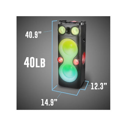 QFX PBX-1260 Dual 12" Party Speaker With Rechargeable Battery and LED Lights