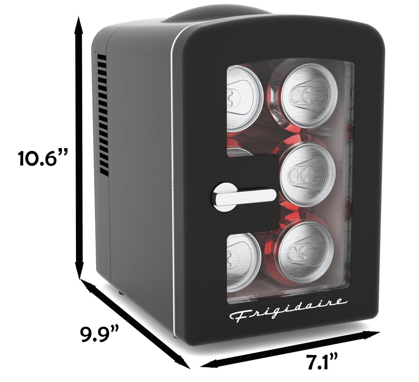 Frigidaire 18 in. 6-Can 4-Liter Mini Beverage Cooler in Black EFMIS186-B-BLACK, Includes 110V home power cord & 12V DC car adapter