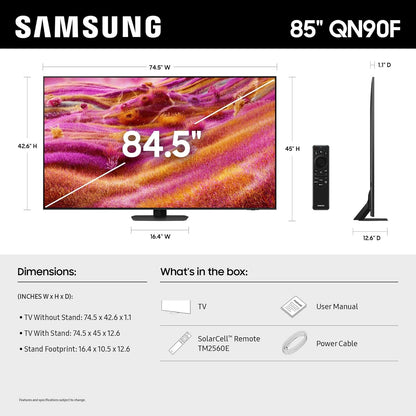 Samsung 85” Class QN90F Series Neo QLED Mini LED 4K UHD SamsungVision AI Smart TizenTV (2025) QN85QN90FDF