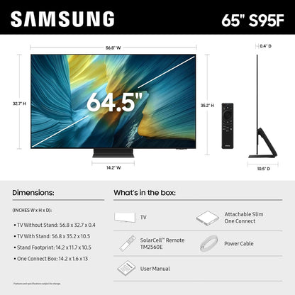 Samsung 65" Class OLED 4K S95FD OLED HDR Pro Vision AI Smart TV 2025 QN65S95FDF