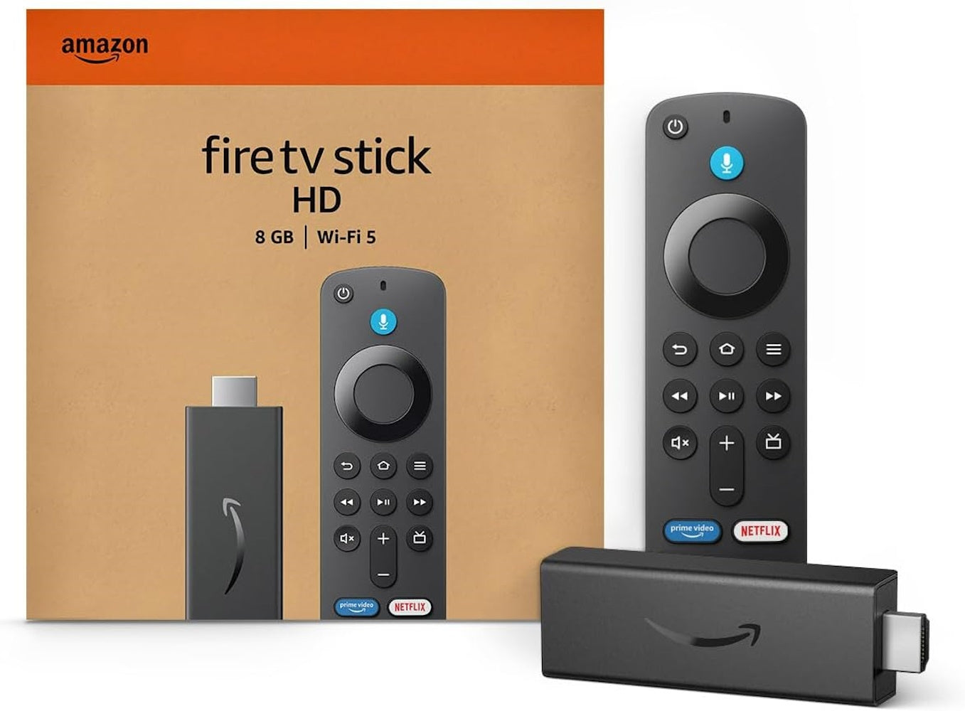 Amazon Fire TV Stick HD, HD Streaming Device, free and live TV, Alexa Voice Remote, smart home controls, 8 GB storage (2024) - Black B0CQMRKRV5