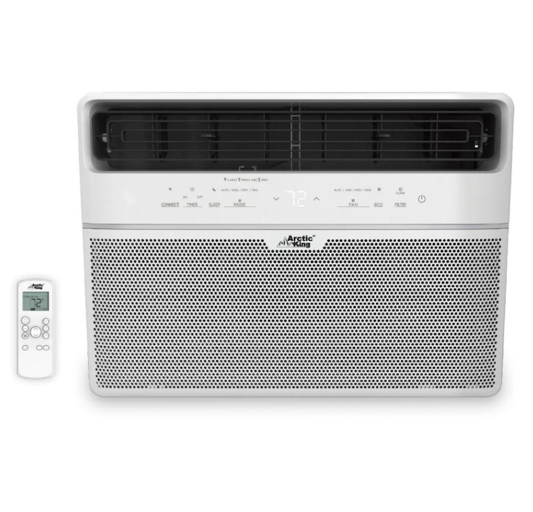 Arctic King 10,000 BTU Smart Window Air Conditioner, Cools Rooms up to 450 Sq. Ft., White RMWK10WR