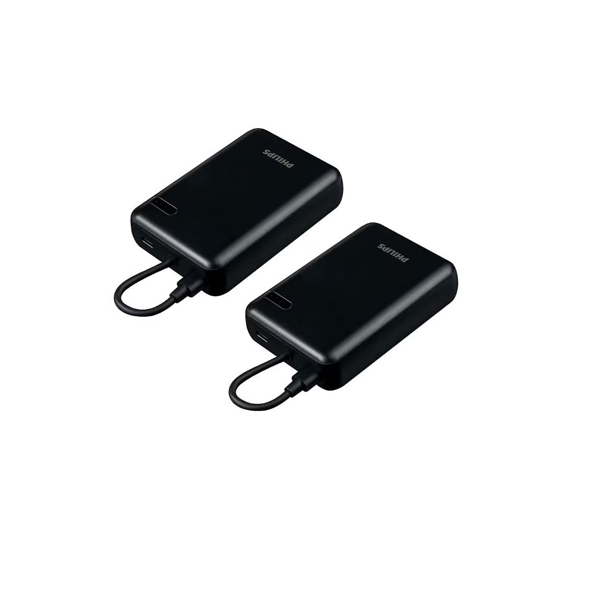 Philips Battery Pack, 1 USB-C, 15W, 1 Tethered USB-C Cable, 10000mAh, BLK 2 pack DLP3853B/37