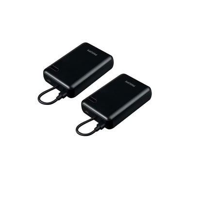 Philips Battery Pack, 1 USB-C, 15W, 1 Tethered USB-C Cable, 10000mAh, BLK 2 pack DLP3853B/37