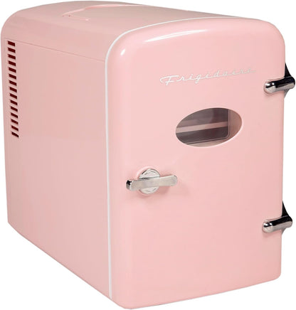 Frigidaire Pink Mini Personal Fridge Cooler, 4-Liters/6 Cans EFMIS129-C-PINK, Includes 110V home power cord & 12V DC car adapter