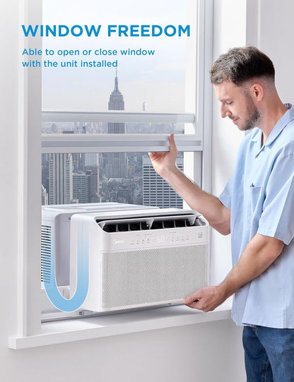 Midea 10,000 BTU Smart Inverter U-Shaped Window Air Conditioner, 450 Sq. Ft., White MAW10V1QWT