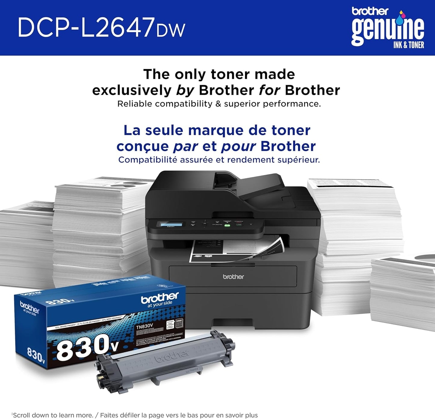 Brother DCP-L2647DW Wireless Compact Monochrome Multi-Function Laser Printer