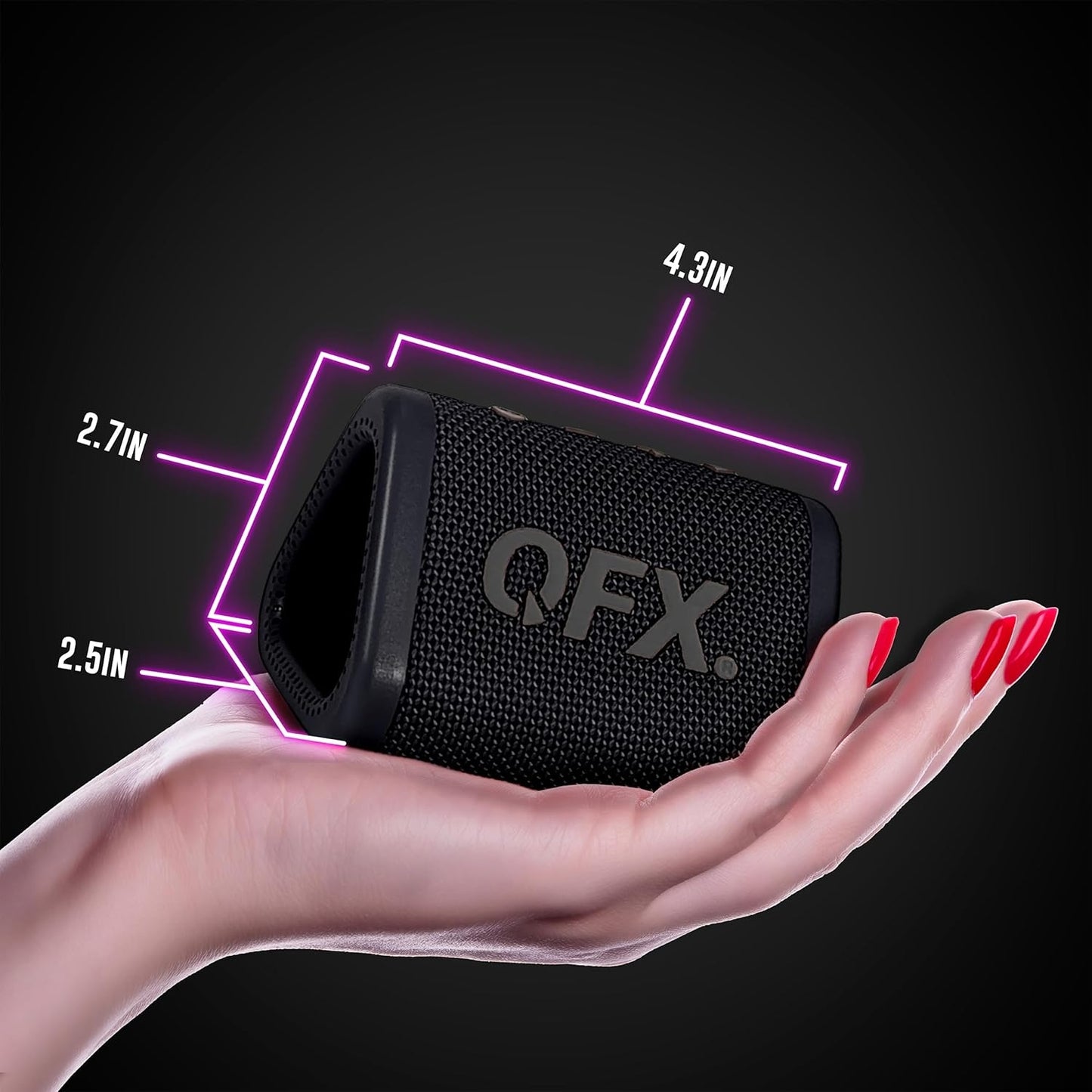 QFX BT-ZX0 Mini Speakers - IPX7 Waterproof Portable Bluetooth Speaker Black