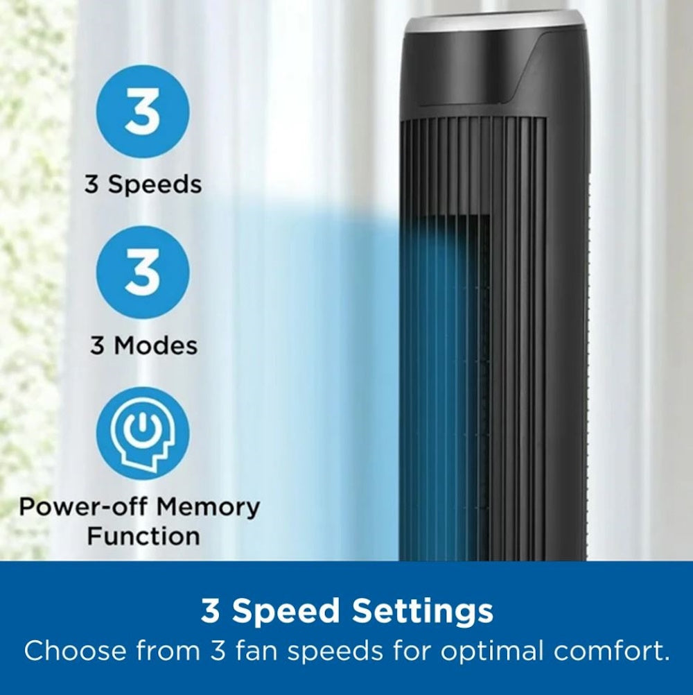 Mainstays 36" Tall 3-Speed Oscillating Tower Fan Black MSWMT24JR