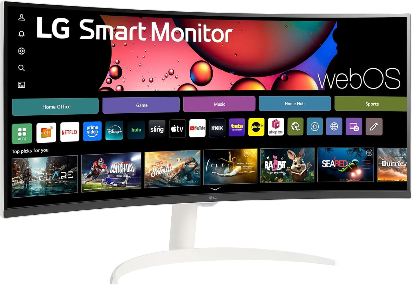 LG - 34" WQHD 100Hz 5ms Smart Monitor with HDR10 (HDMI, USB-A) - White 34SR60QC-W
