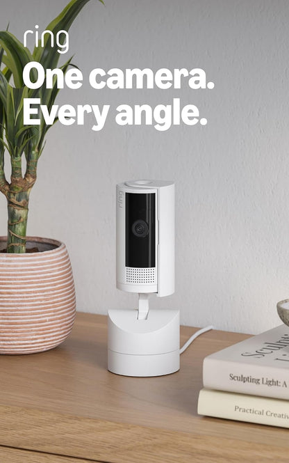 Ring Pan-Tilt Indoor Security Cam with 360° Horizontal Pan Coverage, Live View & Two-Way Talk, and HD Video White