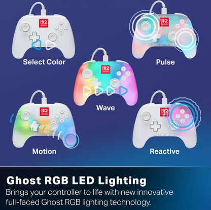 PowerA - Advantage Wired Controller for Nintendo Switch 2 with Lumectra - White