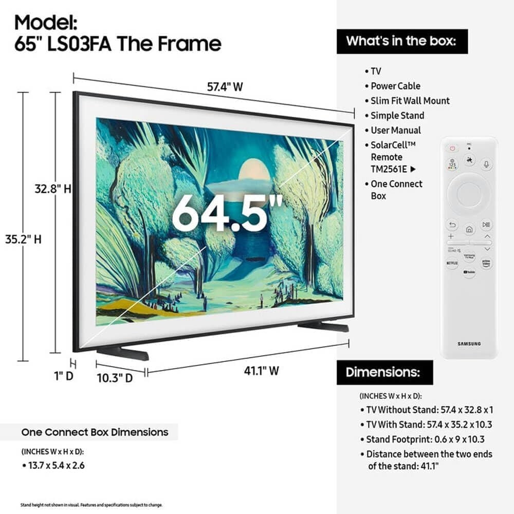 Samsung 65" Class The Frame LS03FAD QLED 4K Smart TV QN65LS03FADXZA