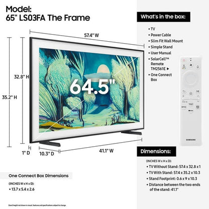 Samsung 65" Class The Frame LS03FAD QLED 4K Smart TV QN65LS03FADXZA
