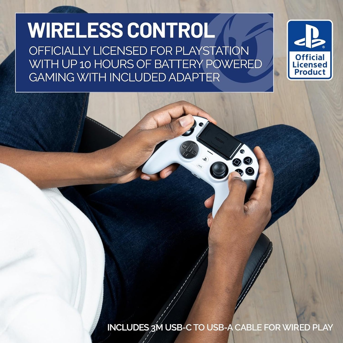 NACON Revolution 5 Pro Officially Licensed PlayStation Wireless Gaming Controller for PS5 / PS4 / PC Black/White 50-1727-01