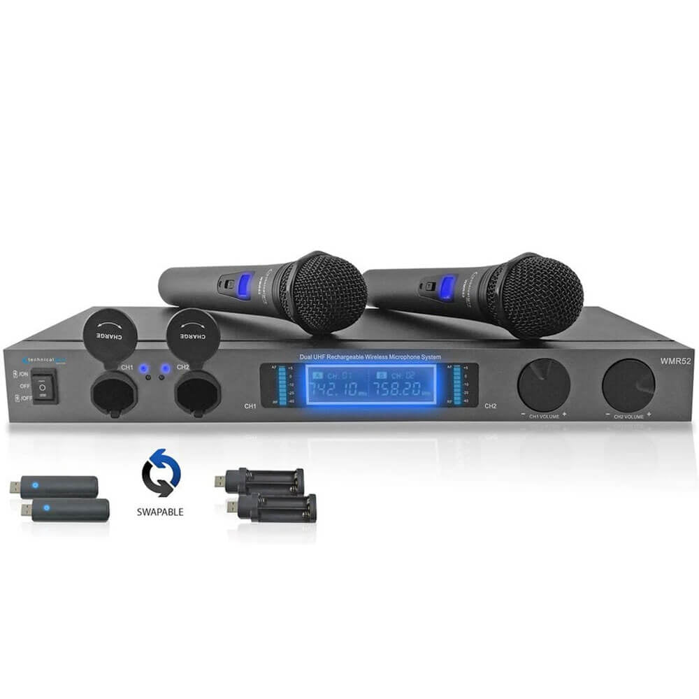 Technical Pro WMR52 Professional UHF Dual Rechargeable Wireless Microphone System
