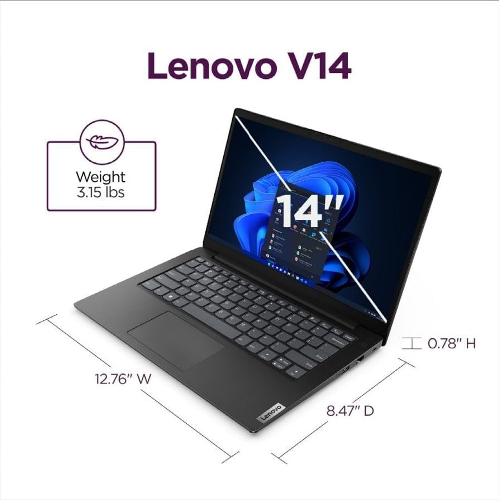 Lenovo V14 G5 Hybrid Work Laptop - 14" FHD Display - Core 7-240H - 16GB/ 512GB Storage Win 11 Home Black 83HDA06GUS
