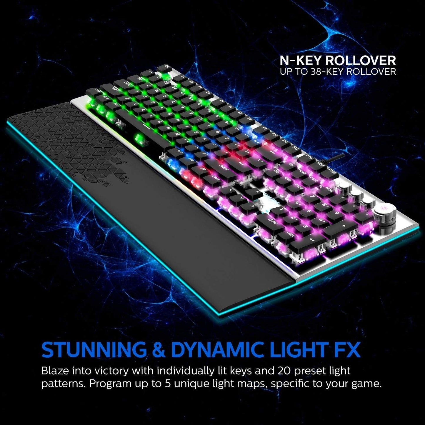 PHILIPS Wired Gaming Keyboard with Palm Rest LED RGB Mechanical Keyboard SPK8624