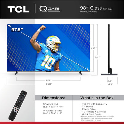 TCL - 98" Class QM8-Series 4K UHD HDR QD Mini LED Smart Google TV 98QM851G