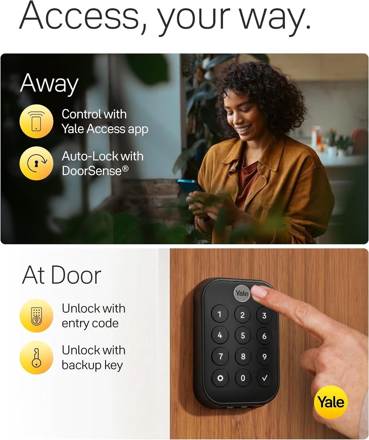 Yale Security Assure Lock 2 Touch Deadbolt, Satin Nickel Keyed Smart Entry Door Lock with Wi-Fi YRD430-F-WF1