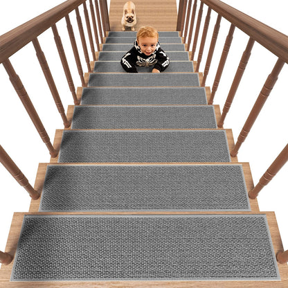 PADOOR Non Slip Stair-Treads, 15PCS Residue Free Carpet Stair Treads for Kids and Dogs 8"x30" Grey