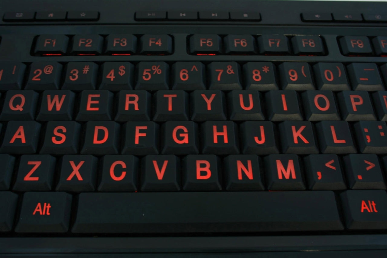 Azio Large Print Keyboard - USB Computer Keyboard with 3 Interchangeable Backlight Colors KB505U