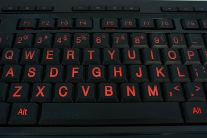 Azio Large Print Keyboard - USB Computer Keyboard with 3 Interchangeable Backlight Colors KB505U