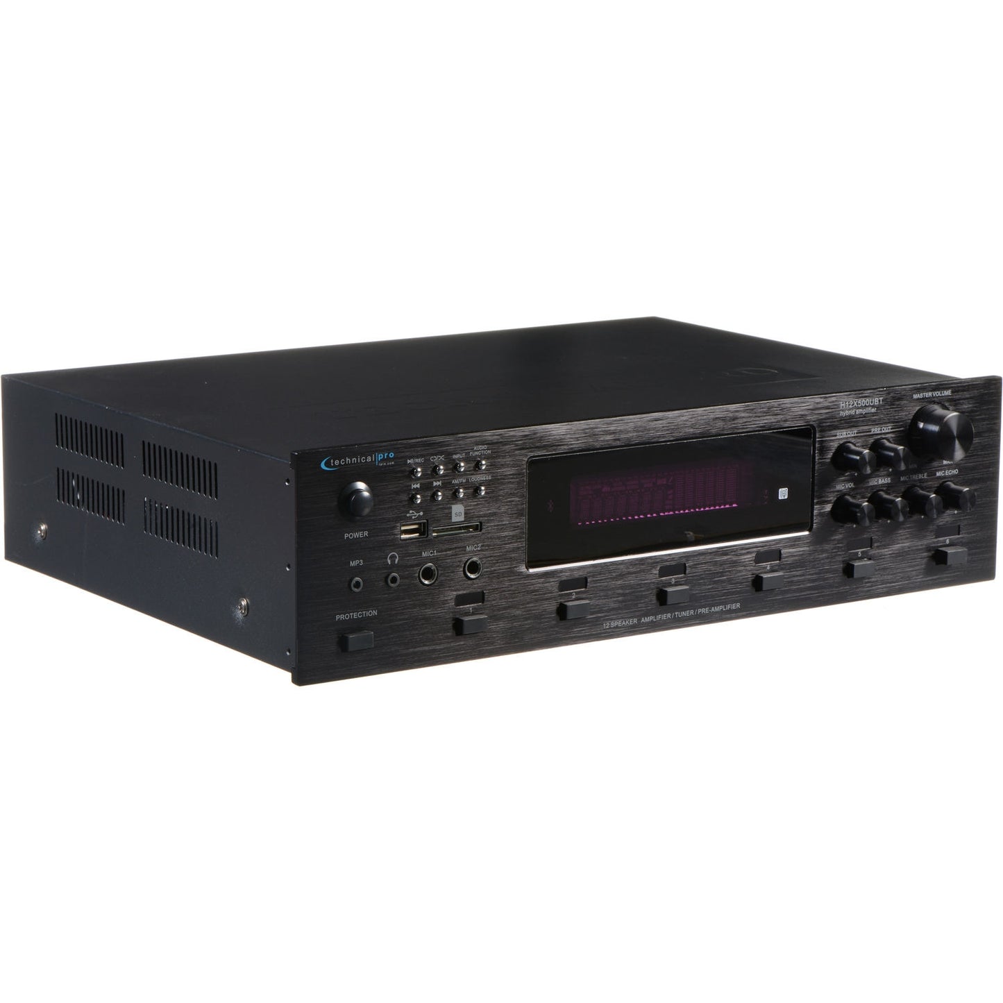 Technical Pro H12x500UBT 650W Digital Hybrid Amplifier/Preamp/Tuner with 12 Speaker Output