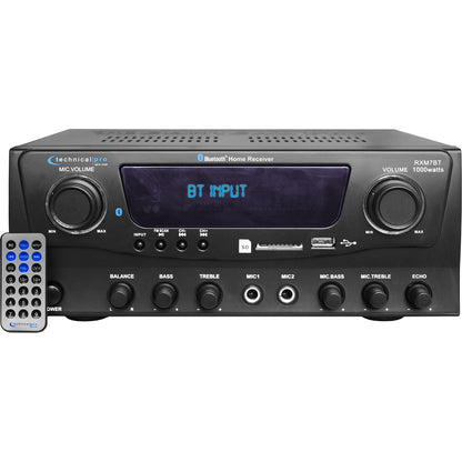 Technical Pro 1000W Home Receiver Bluetooth Amplifier Amp w/USB/SD/FM RXM7BT
