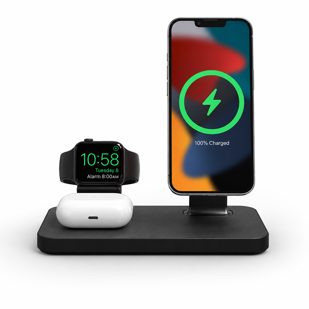 Mophie Snap+ 3-in-1 Charging Stand with Watch Adapters SNP-3N1-BYO Black