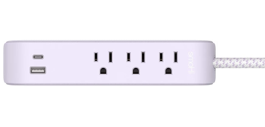 iHome Power Strip with USB and Cord Purple 2IHAC2268H0L2