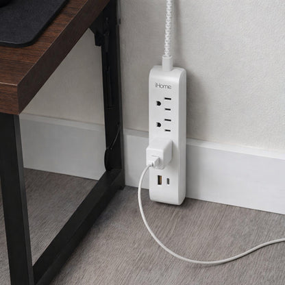 iHome Power Strip with USB and Cord - White 2IHAC2268W0L2