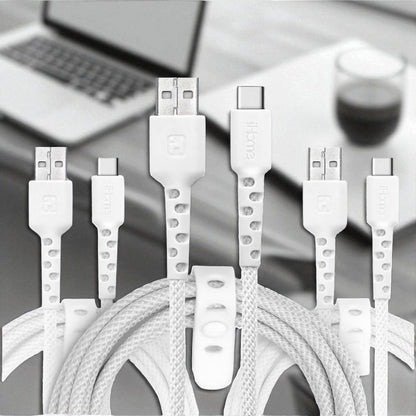 iHome TPE Durastrain USB-C to USB-A Nylon Braided Charging Cable with Silicone Wrap, 3 pk. 2IHCC2291W0L2