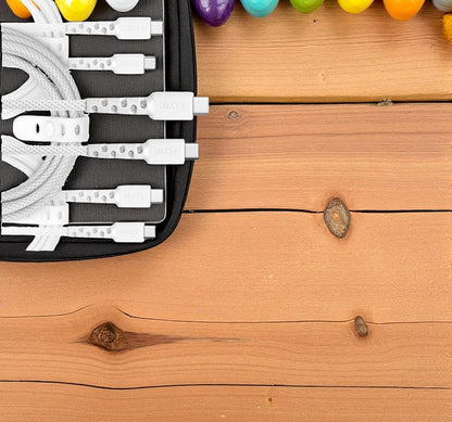 iHome TPE Durastrain USB-C to USB-C Nylon Braided Charging Cable with Silicone Wrap, 3 pk.2IHCC2292W0L2