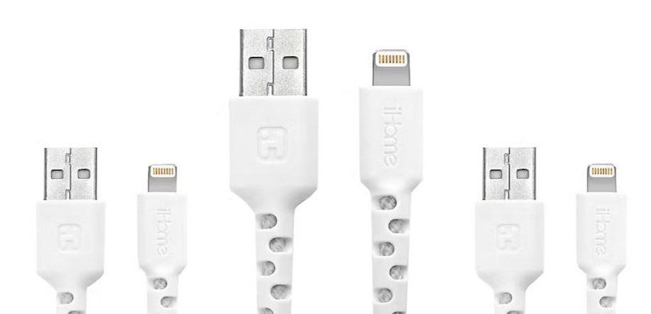 iHome TPE Durastrain Lightning to USB-A Nylon Braided Charging Cable with Silicone Wrap, 3 pk 2IHLC2289W0L2